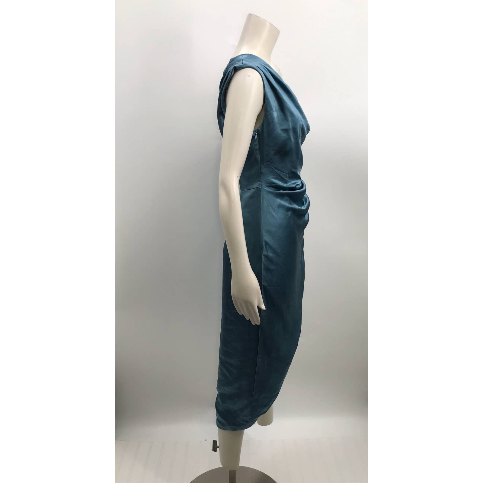 Rosedress Blue One Shoulder High Slit Satin Cocktail Party Dress Womens S — image 6 of 8